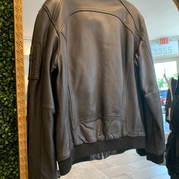 Made in France Serge Pariente Black Leather Flight Varsity Bomber Moto Jacket - Picture 7 of 9